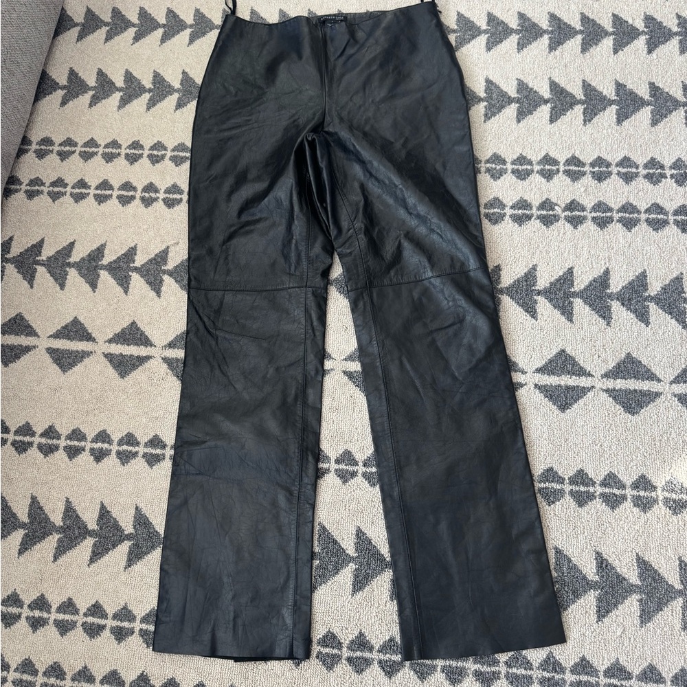 Kenneth Cole Black Straight Leg Leather Pants